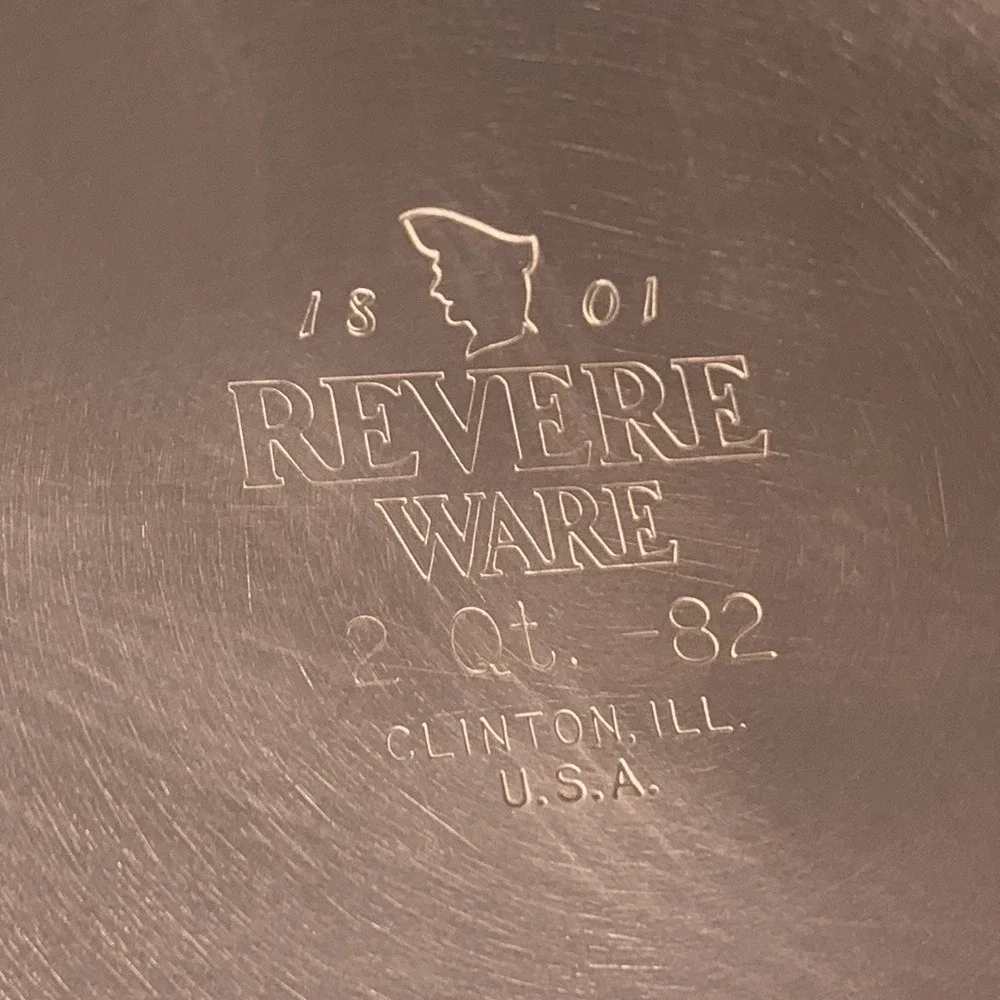 Vintage Revere Ware Copper Bottom Tall 2 Quart Pot Saucepan w Lid '82 New